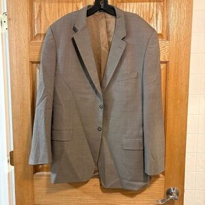 46L Men's Club Room Patterned Blazer Beige Tan 100% Wool 2 Button Sport Coat